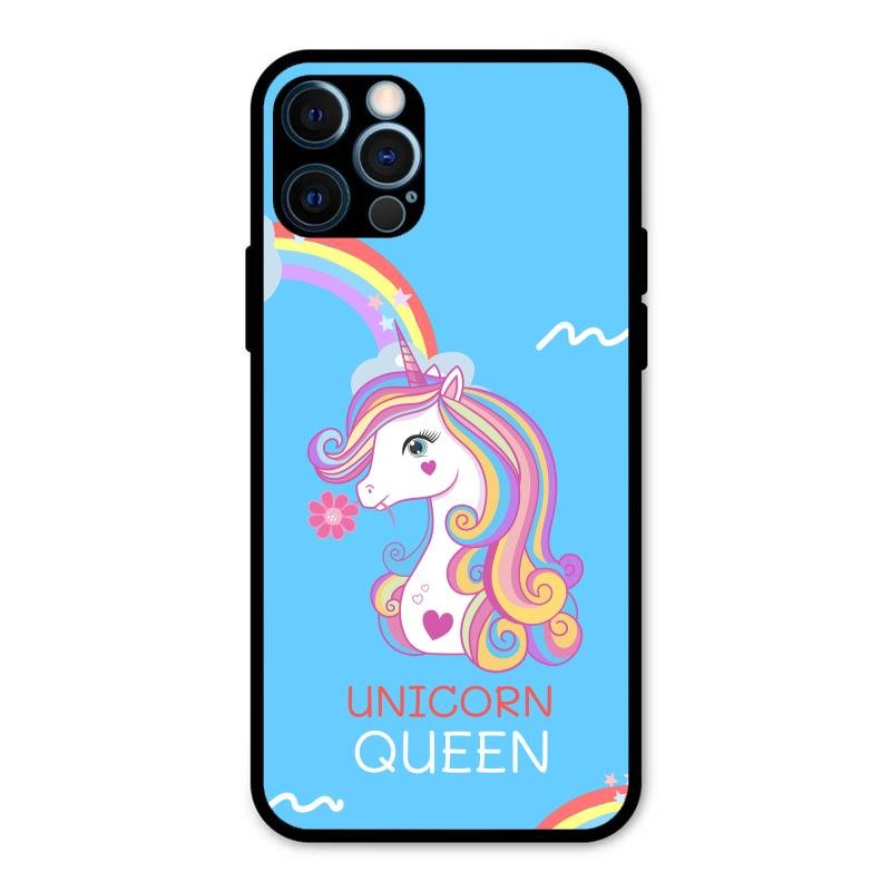 Blue Unicorn Queen Glass Phone Case For iPhone 12 Pro