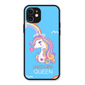 Blue Unicorn Queen Glass Phone Case For iPhone 12