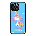 Blue Unicorn Queen Glass Phone Case For iPhone 13 Pro