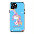 Blue Unicorn Queen Glass Phone Case For iPhone 13