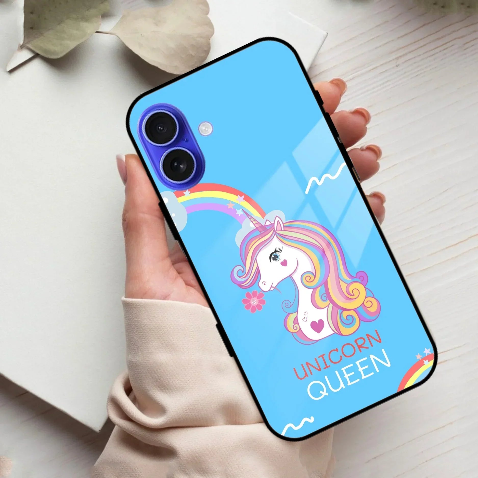 Blue Unicorn Queen Glass Phone Case For iPhone - ShopOnCliQ