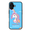 Blue Unicorn Queen Glass Phone Case For iPhone 16