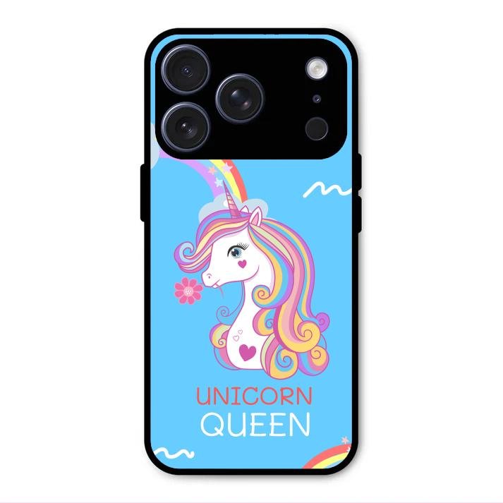 Blue Unicorn Queen Glass Phone Case For iPhone 17 Pro