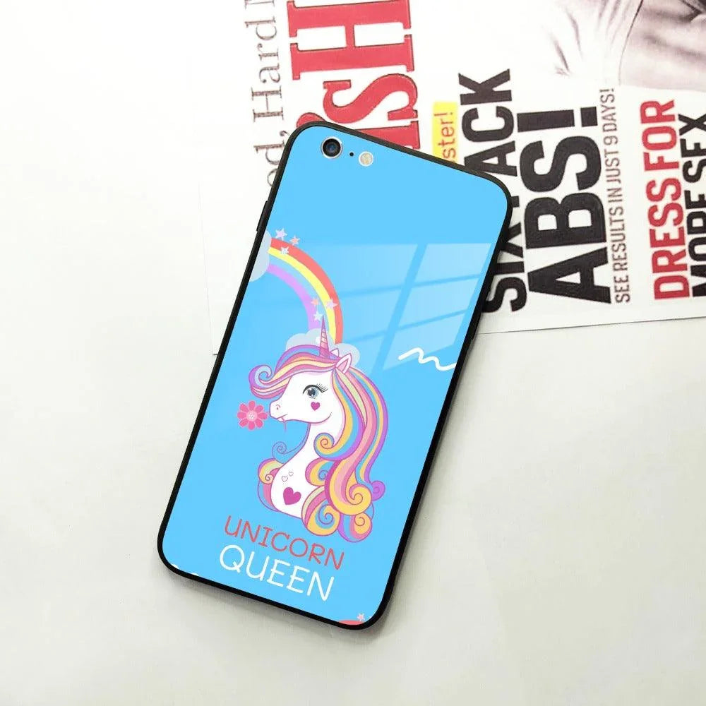 Blue Unicorn Queen Glass Phone Case For iPhone - ShopOnCliQ
