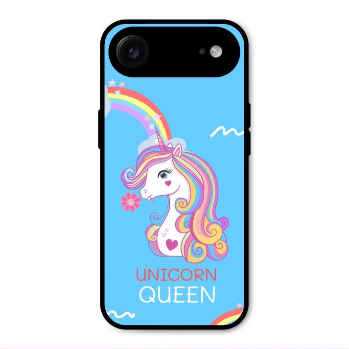 Blue Unicorn Queen Glass Phone Case For iPhone Air