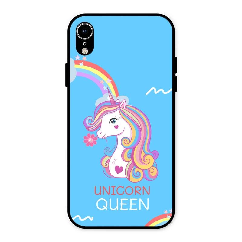 Blue Unicorn Queen Glass Phone Case For iPhone XR