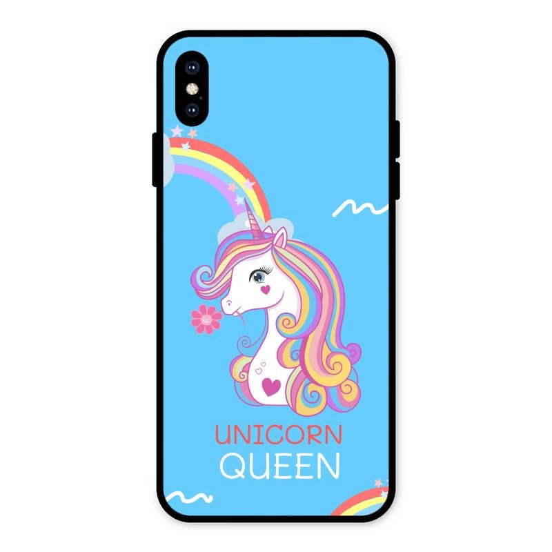 Blue Unicorn Queen Glass Phone Case For iPhone XS Max