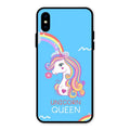 Blue Unicorn Queen Glass Phone Case For iPhone XS