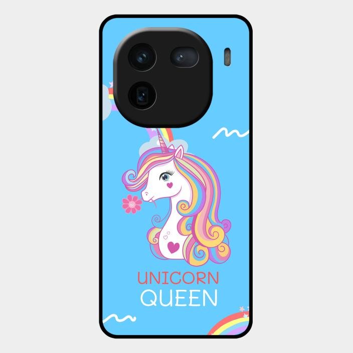 Blue Unicorn Queen Glass Phone Case For Iqoo 12 5G