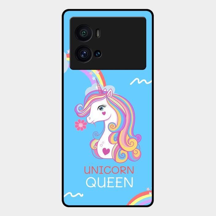 Blue Unicorn Queen Glass Phone Case For Iqoo 9 Pro 5G