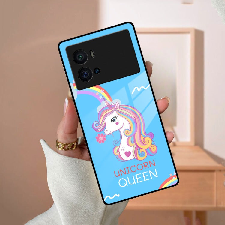 Blue Unicorn Queen Glass Phone Case For Vivo