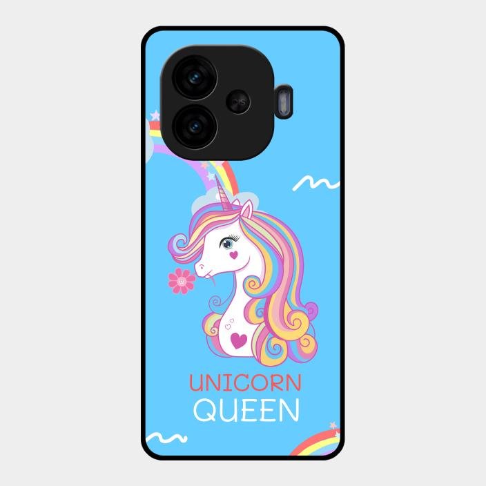 Blue Unicorn Queen Glass Phone Case For Iqoo Neo 10R 5G