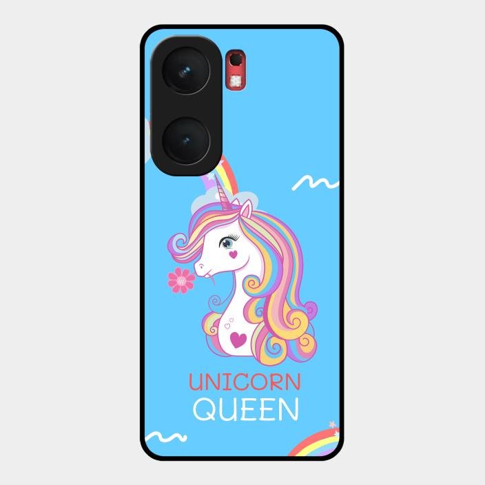 Blue Unicorn Queen Glass Phone Case For Iqoo Neo 9 Pro 5G