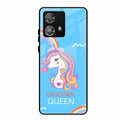 Blue Unicorn Queen Glass Phone Case For Motorola Edge 40 5G
