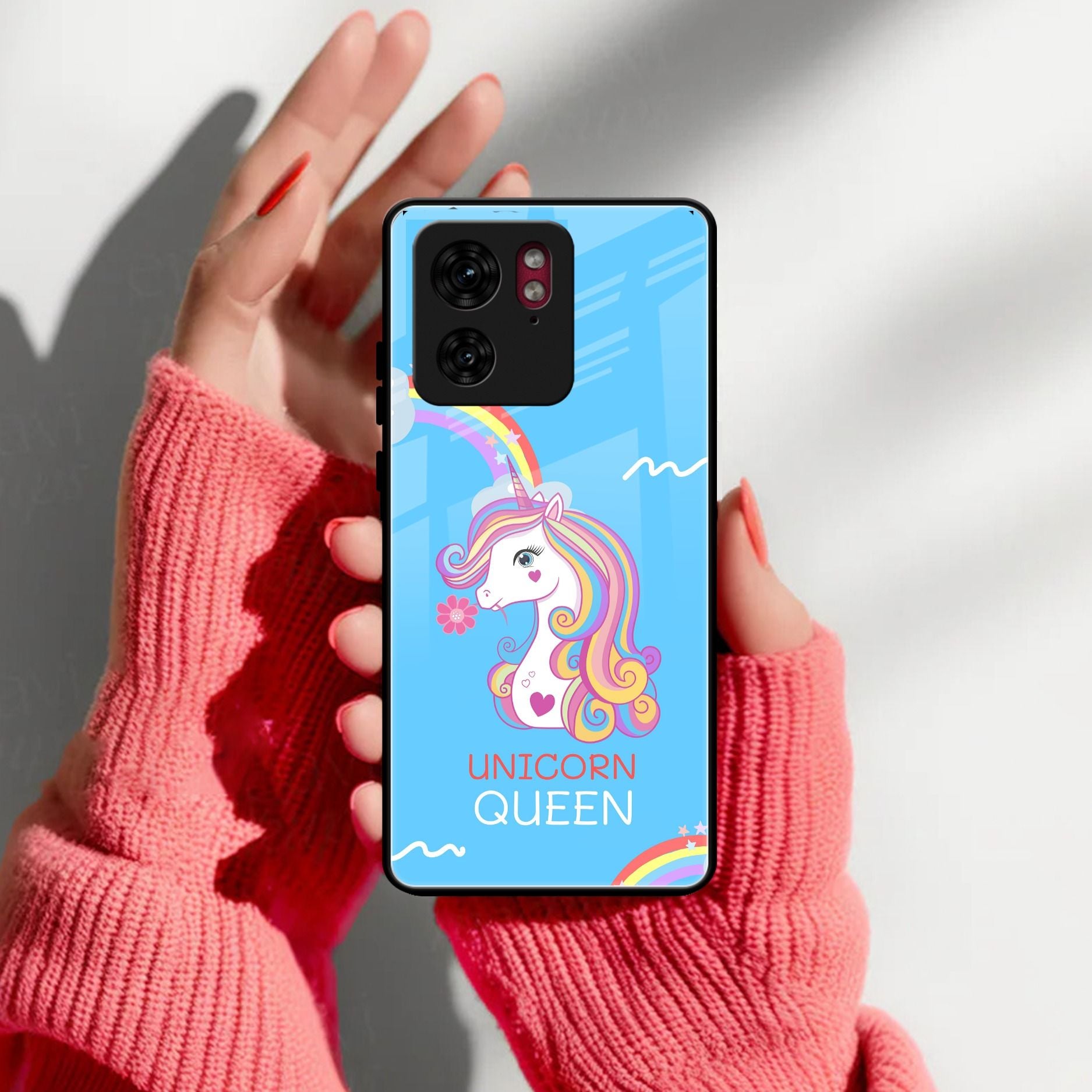 Blue Unicorn Queen Glass Phone Case For Motorola