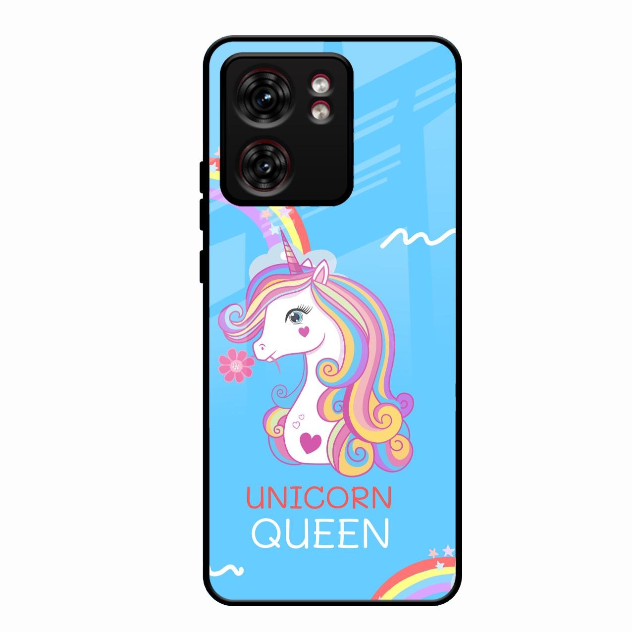 Blue Unicorn Queen Glass Phone Case For Motorola Edge 40