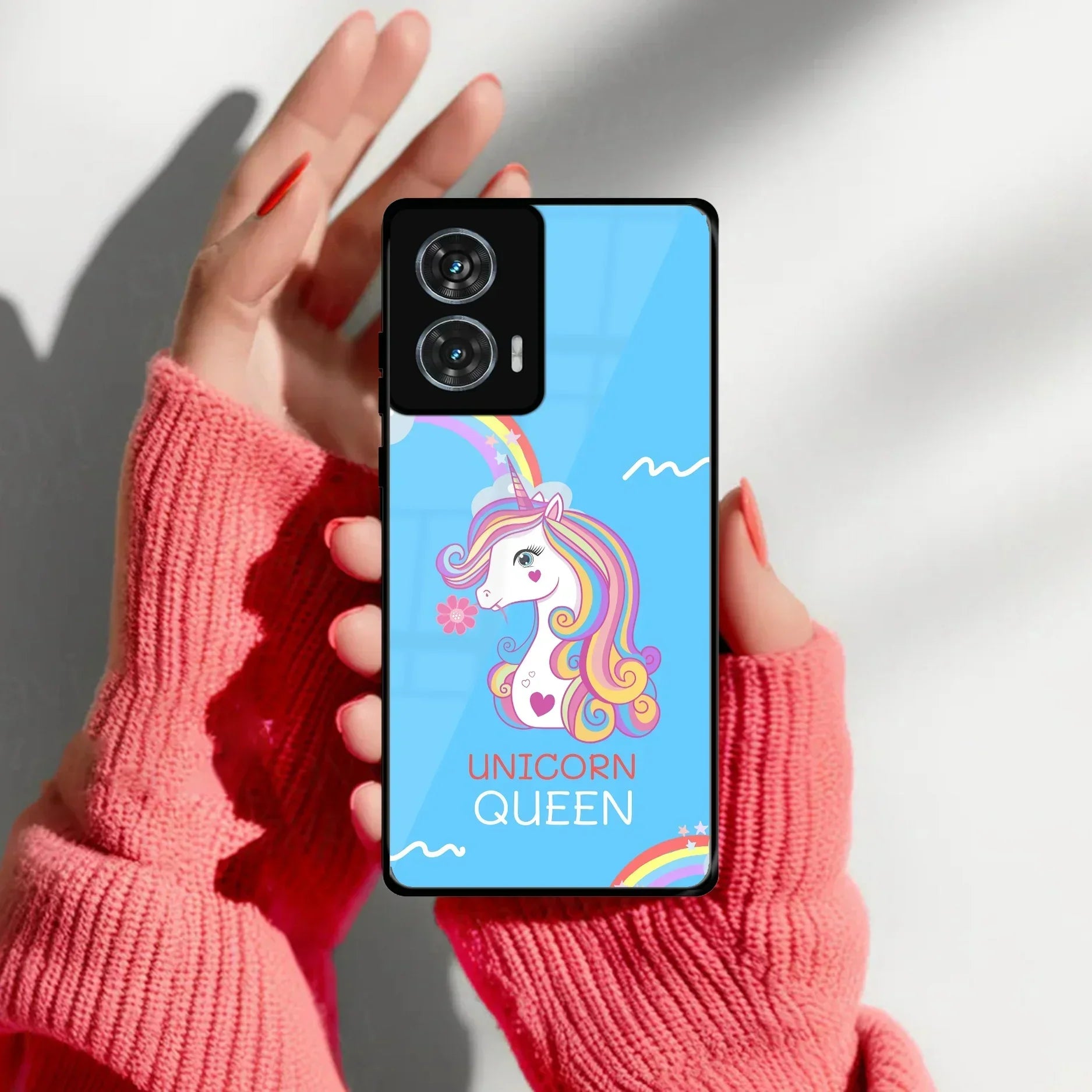 Blue Unicorn Queen Glass Phone Case For Motorola - ShopOnCliQ