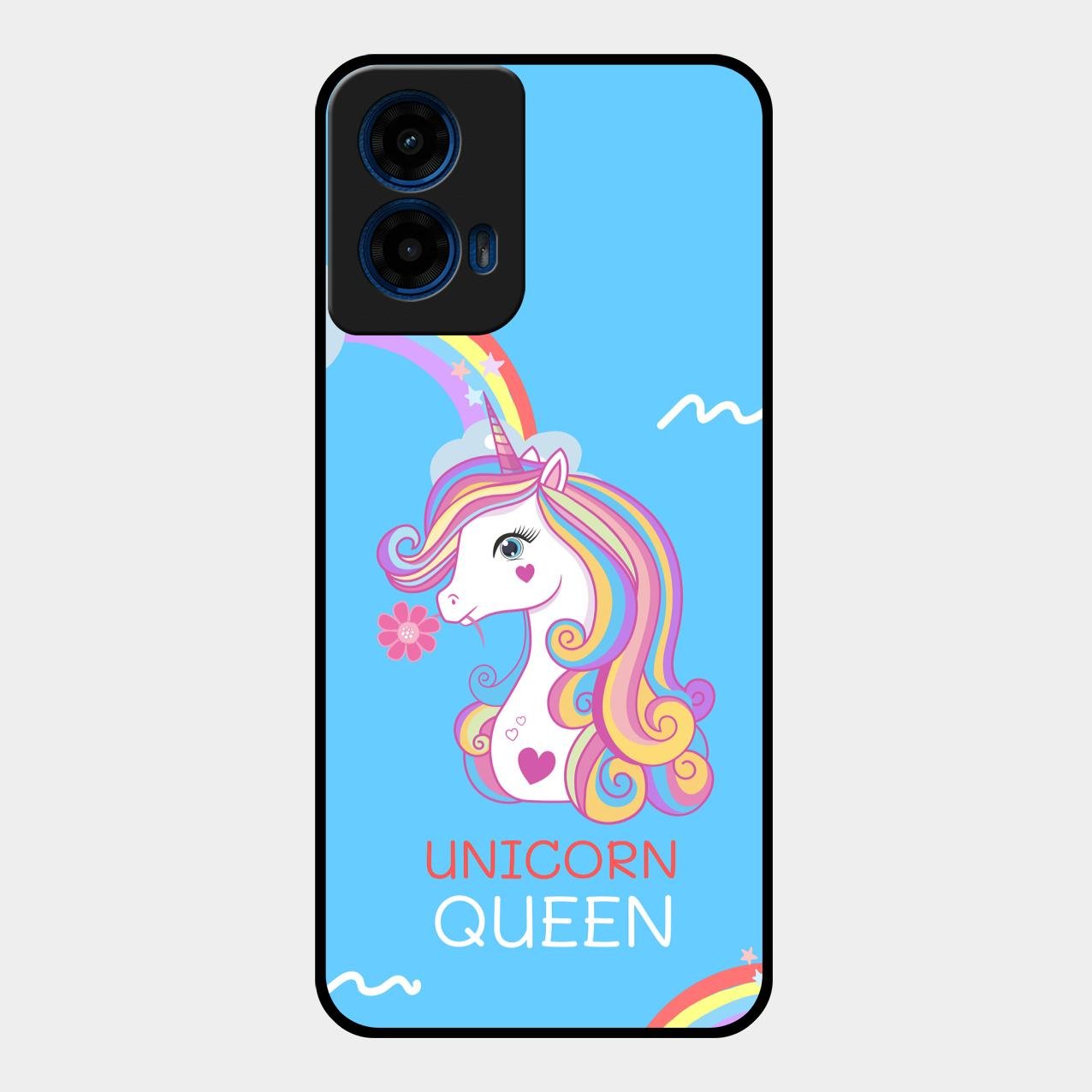 Blue Unicorn Queen Glass Phone Case For Motorola G45 5G