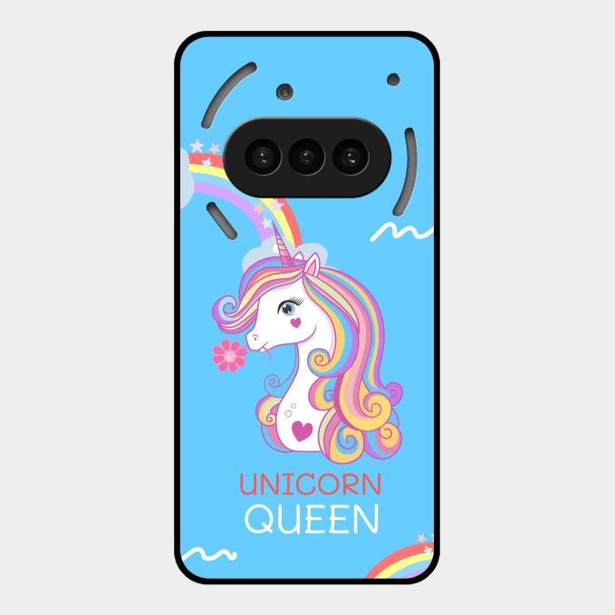 Blue Unicorn Queen Glass Phone Case For Nothing Phone 3A 5G