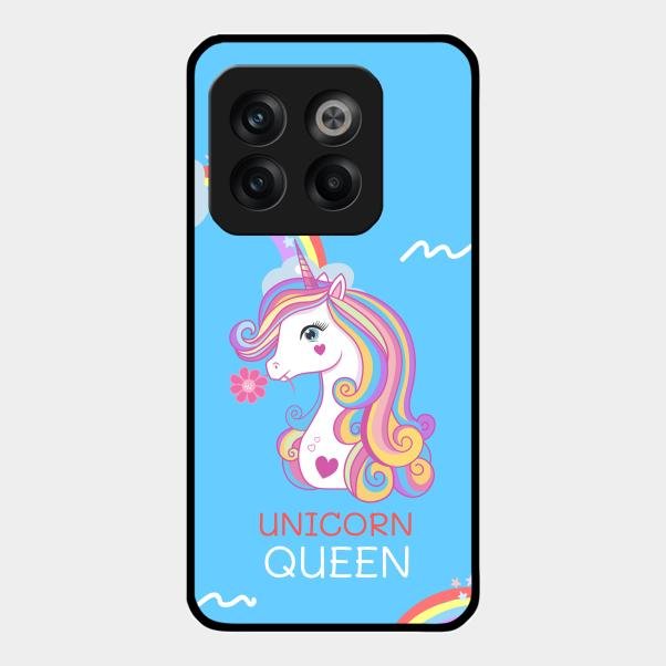 Blue Unicorn Queen Glass Phone Case For Oneplus 10T 5G