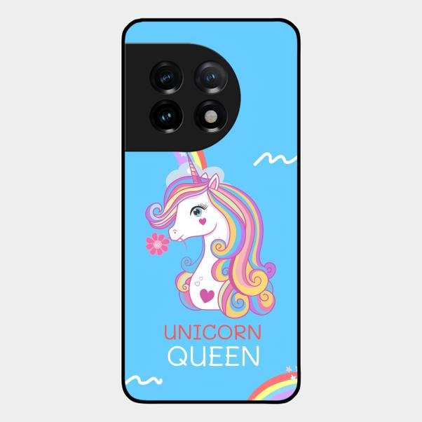 Blue Unicorn Queen Glass Phone Case For Oneplus 11 5G