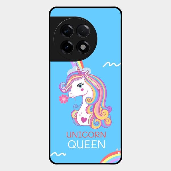 Blue Unicorn Queen Glass Phone Case For Oneplus 11R 5G
