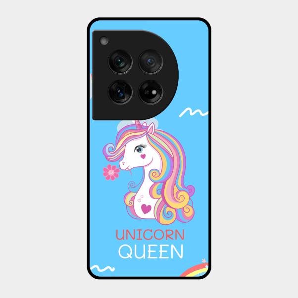 Blue Unicorn Queen Glass Phone Case For Oneplus 12 5G