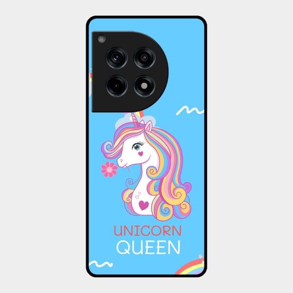 Blue Unicorn Queen Glass Phone Case For Oneplus 12R 5G
