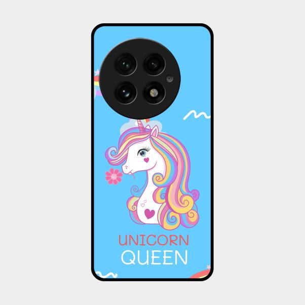Blue Unicorn Queen Glass Phone Case For Oneplus 13 5G