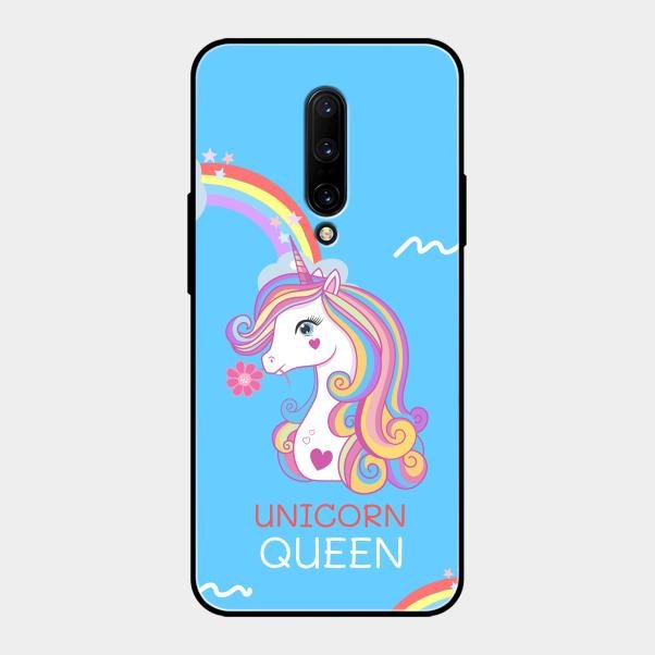 Blue Unicorn Queen Glass Phone Case For Oneplus 7 Pro