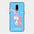 Blue Unicorn Queen Glass Phone Case For Oneplus 7