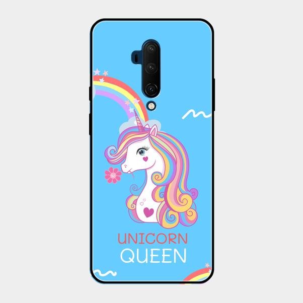 Blue Unicorn Queen Glass Phone Case For Oneplus 7T Pro