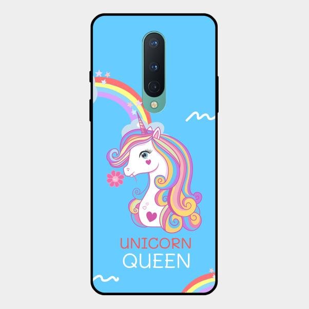 Blue Unicorn Queen Glass Phone Case For Oneplus 8