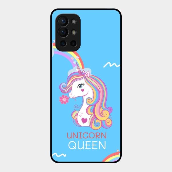 Blue Unicorn Queen Glass Phone Case For Oneplus 9R 5G