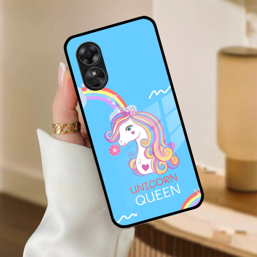 Blue Unicorn Queen Glass Phone Case For Oppo