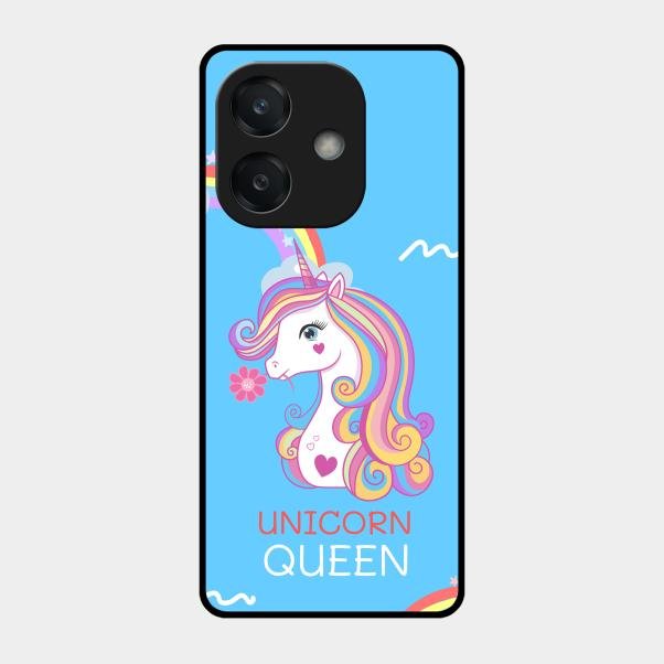 Blue Unicorn Queen Glass Phone Case For Oppo A3X 5G