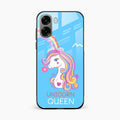 Blue Unicorn Queen Glass Phone Case For Oppo A6X 5G