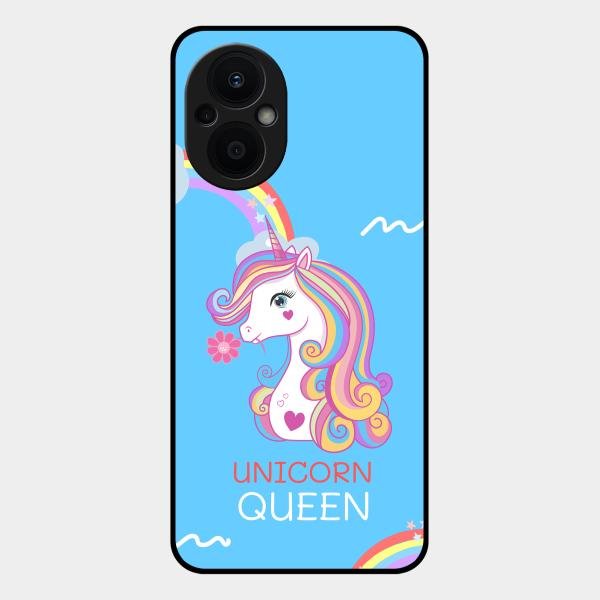 Blue Unicorn Queen Glass Phone Case For Oppo F21 Pro 5G