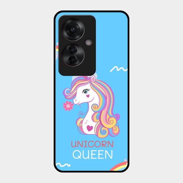 Blue Unicorn Queen Glass Phone Case For Oppo F25 Pro 5G
