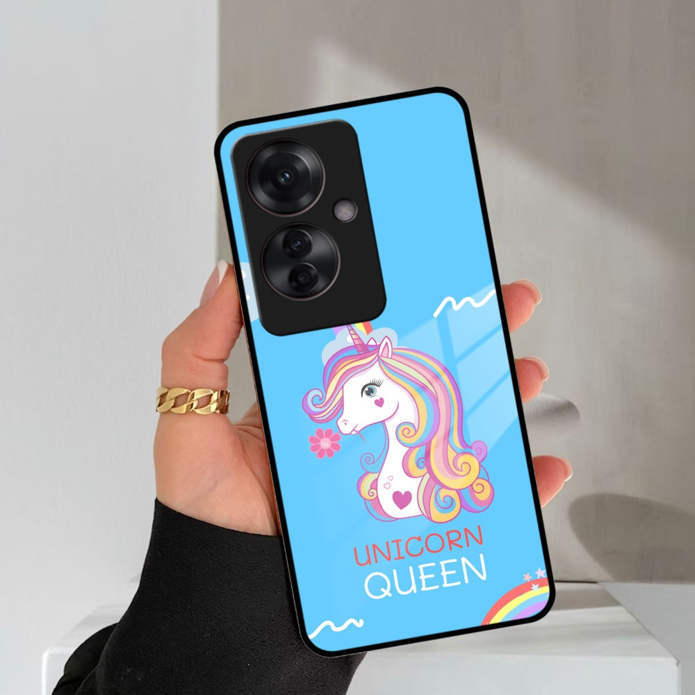 Blue Unicorn Queen Glass Phone Case For Oppo