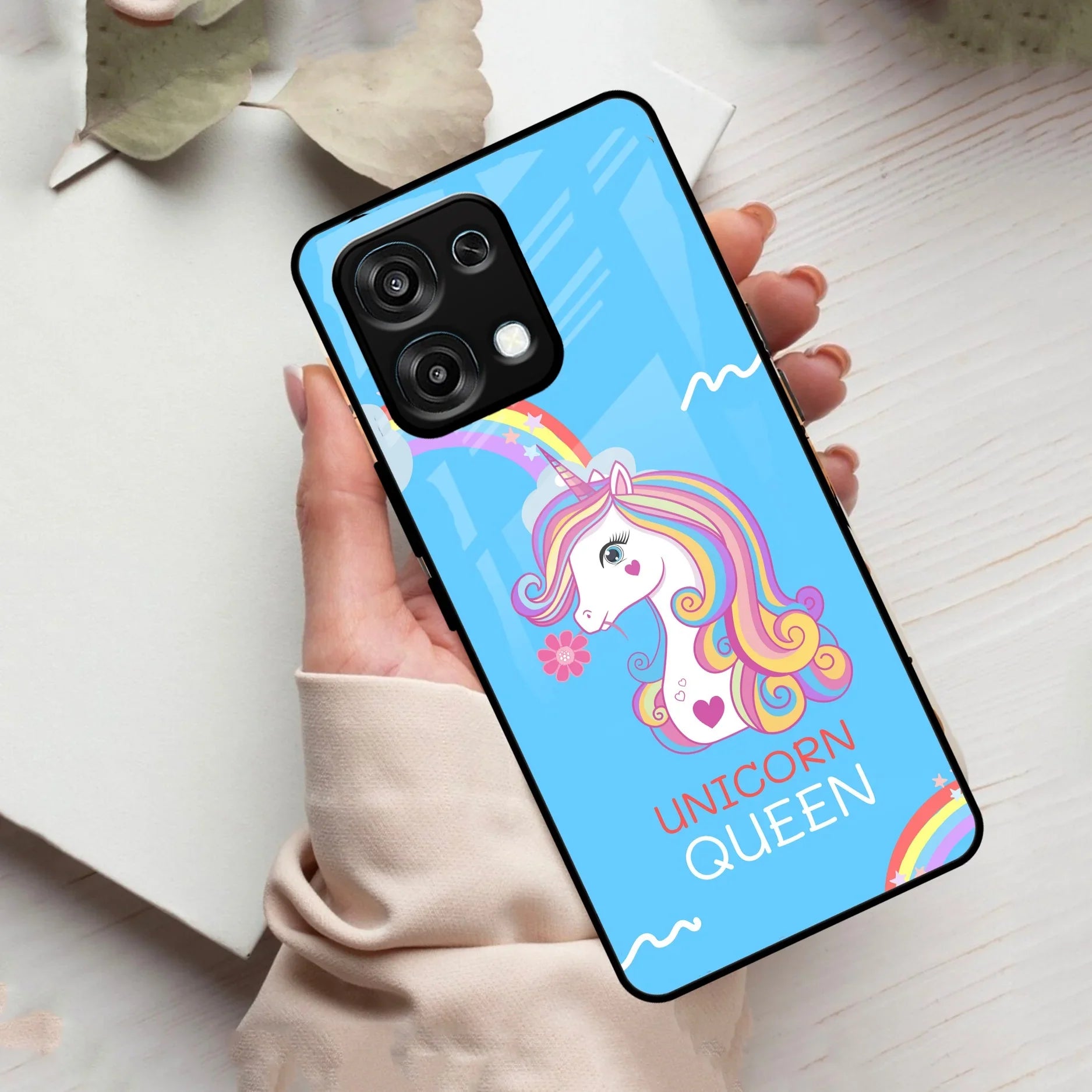 Blue Unicorn Queen Glass Phone Case For Oppo