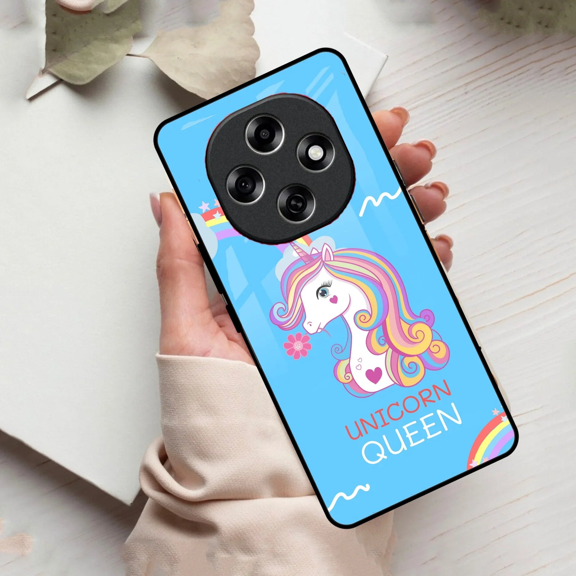 Blue Unicorn Queen Glass Phone Case For Oppo