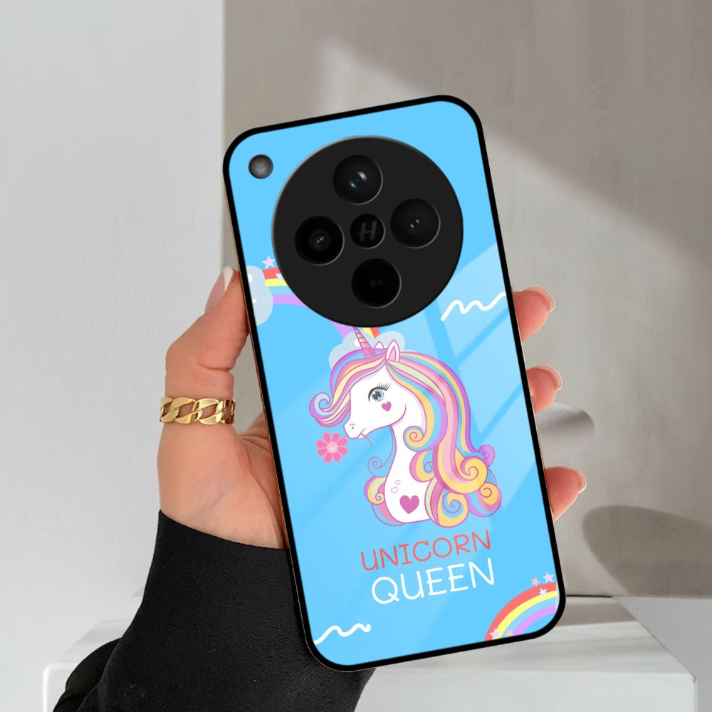 Blue Unicorn Queen Glass Phone Case For Oppo