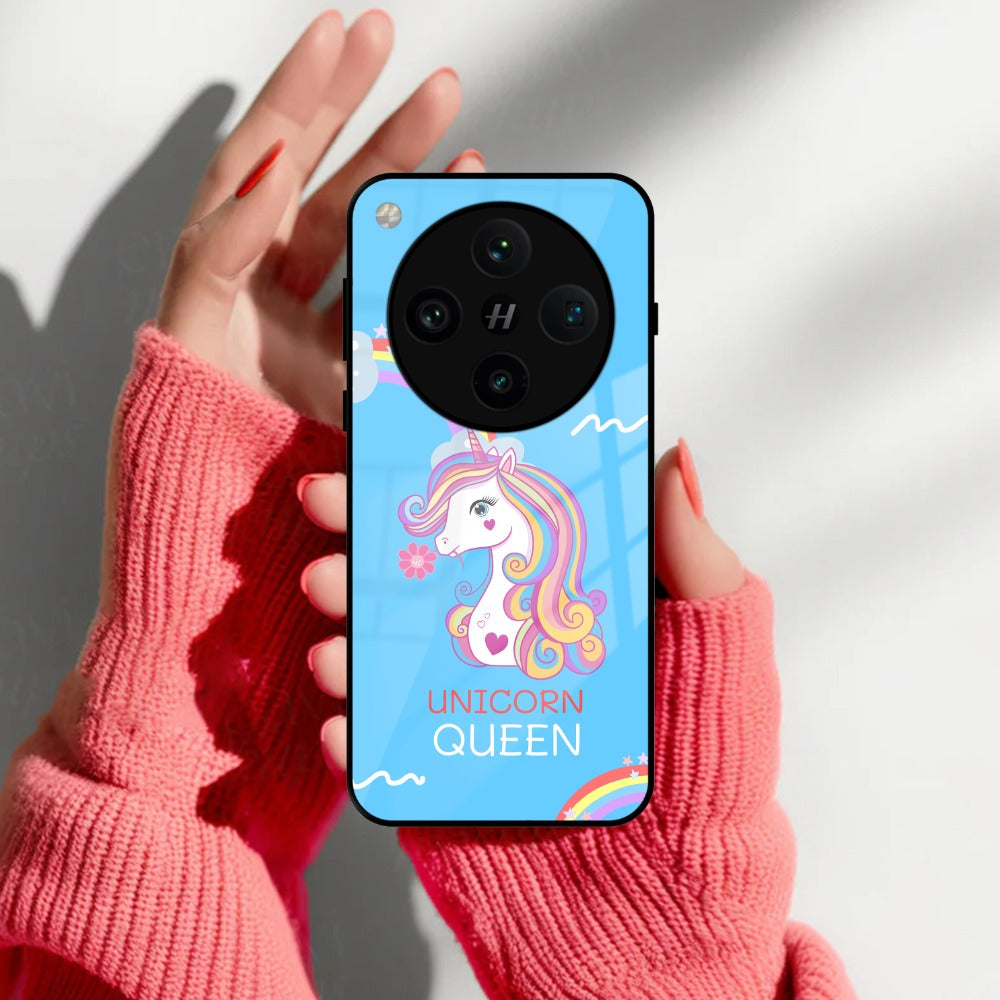 Blue Unicorn Queen Glass Phone Case For Oppo