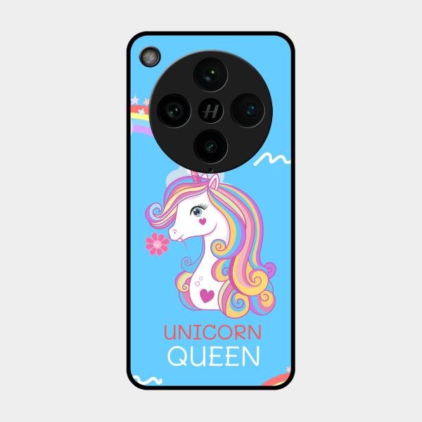 Blue Unicorn Queen Glass Phone Case For Oppo Find X8 Pro 5G
