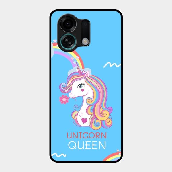 Blue Unicorn Queen Glass Phone Case For Oppo K13 Turbo 5G