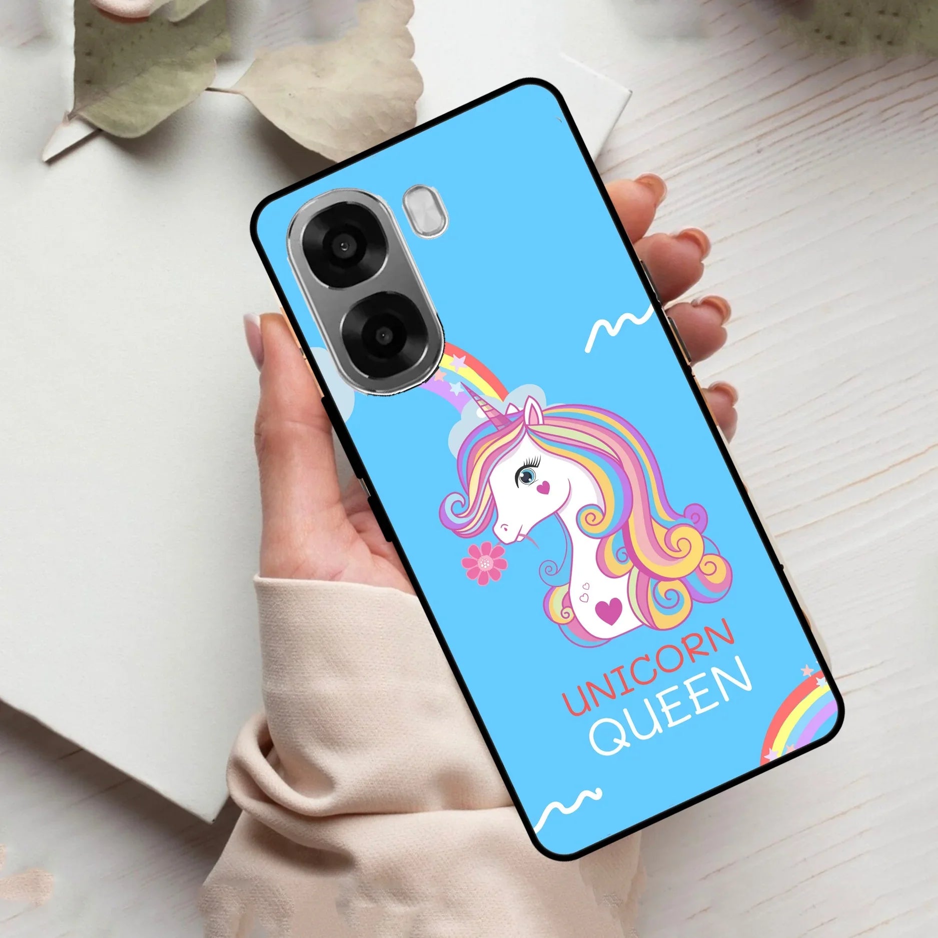 Blue Unicorn Queen Glass Phone Case For Oppo