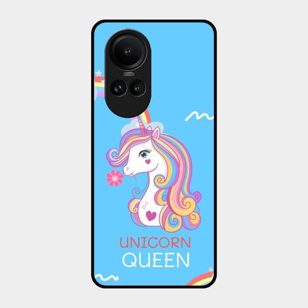 Blue Unicorn Queen Glass Phone Case For Oppo Reno 10 5G
