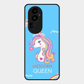 Blue Unicorn Queen Glass Phone Case For Oppo Reno 10 Pro Plus 5G