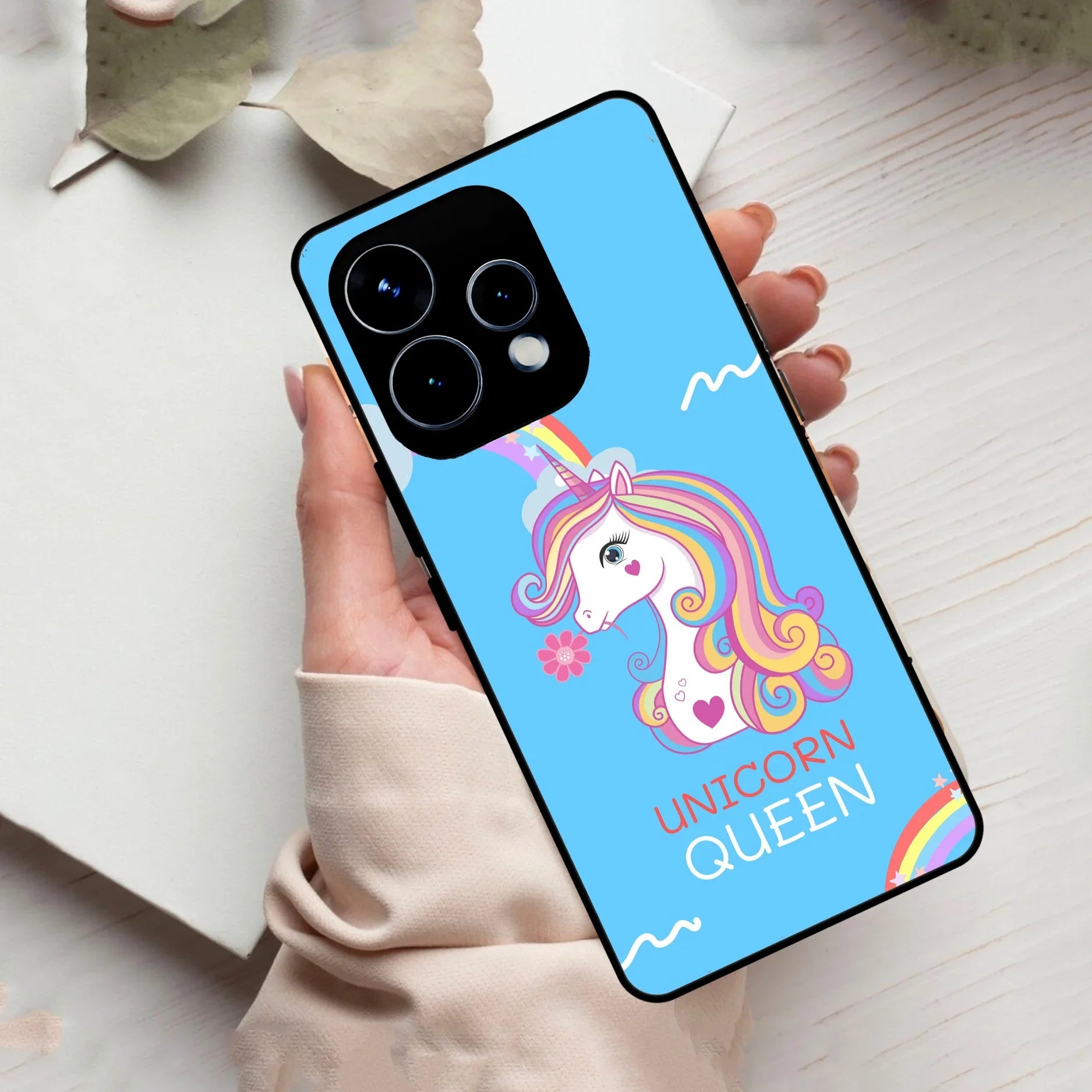 Blue Unicorn Queen Glass Phone Case For Oppo